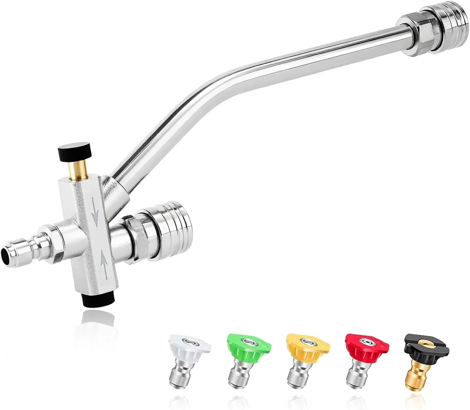 Cannon Dual Connector Lance  Washer with 5 Nozzle Tips,  Washer Soap Attachment, Dual  Washer Sprayer Nozzles for Water Cleaning, 1/4" Quick Connect 4000 PSI Kit