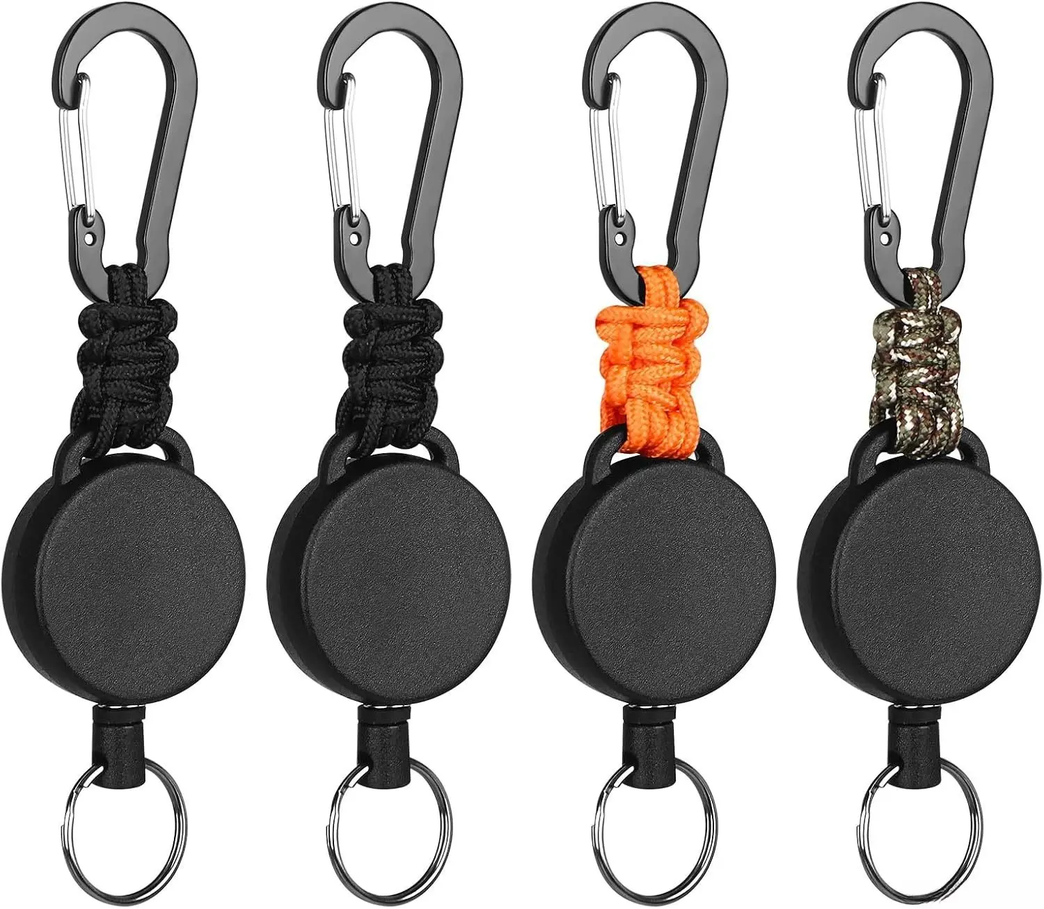 4/5pcsRetractable Keychain Lanyard with Heavy Duty Telescopic Cord and Carabiner Secure Badge Holder Reel for Outdoor Hiking and Everyday Use Portable Extendable Rope Key Ring