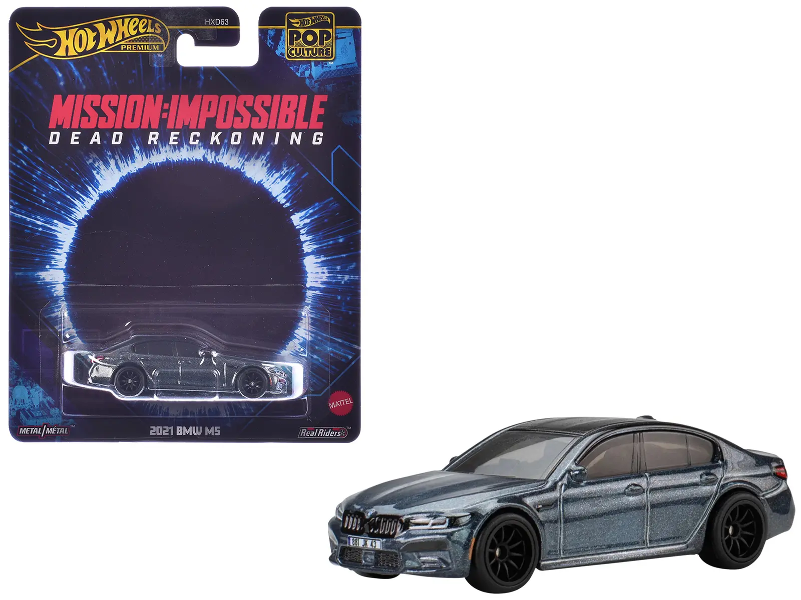 2021 BMW M5 Gray Metallic with Black Top "Mission: Impossible" (2023) Movie "Pop Culture" Series Diecast Model Car by Hot Wheels