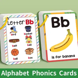 English Alphabet Phonics Learning Cards, 27-Piece Set for Kids' Reading & Pronunciation Skills, Educational Toys for Early Childhood Development, Vocabulary Flashcards, Word Cards