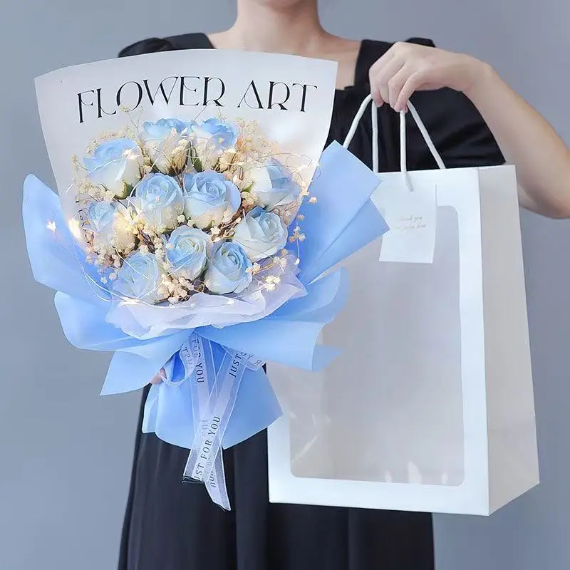 Internet-Famous Broken Ice Blue Baby's Breath Ready-Made Soap Flower Bouquet for Mother's Day Boyfriend Girlfriend Best Friend & Valentine's Day Gift