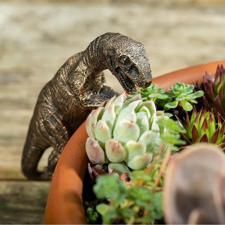 Funny Dinosaur Garden Statue - Resin T-Rex Planter Buddy, Velociraptor Flower Pot Hanger for Succulents, Weather-Resistant Sculpture for Outdoor Indoor Decor, Unique Gift for Dinosaur Enthusiasts