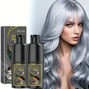 2pcs Silvery Hair Dye Shampoo 3-in-1 - Made with Natural Plant Pigments, Refresh and Moisturizing, Safe for The Scalp, Suitable for Normal Hair Types