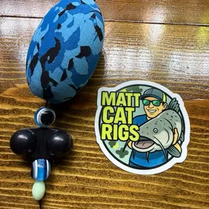 Matt Cat Rig Blue Camo EVA Foam Egg Float with 6/0 Gamakatsu Circle Hook