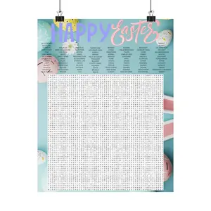 Huge Easter Word Search Puzzle (Word Scramble) Poster. Gigantic (6 sizes). Great for families and kids