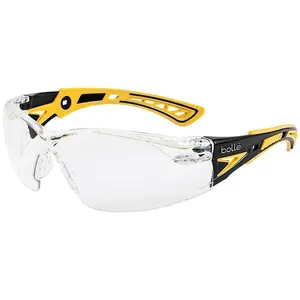 Bolle Rush Plus Small Safety Glasses Black/Yellow with Clear Platinum Anti-Fog Lens