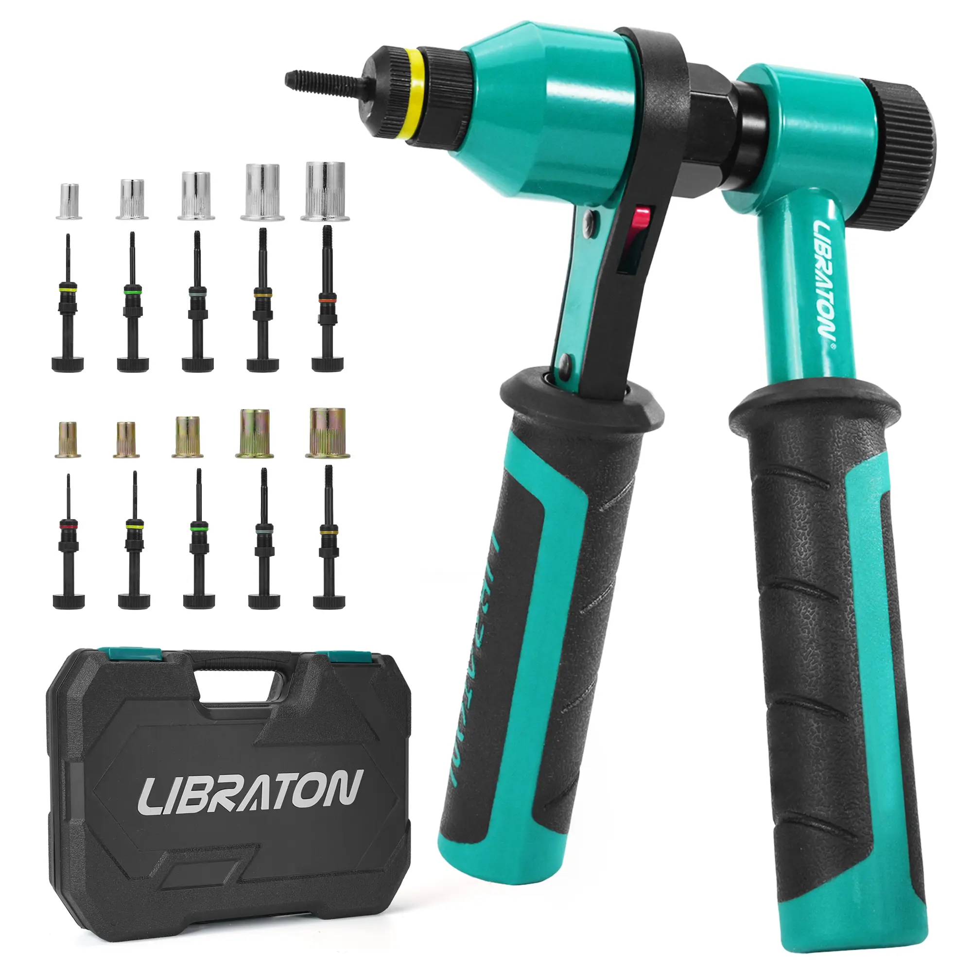 Libraton Rivet Nut Tool, Rivnut Tool, Professional Ratchet Nutsert Tool Kit, Nutsert Gun Kit with 10 SAE and Metric Mandrels, 100Counts Rivet Nuts, Rugged Carry Case, Insert Tool Kit for Automotive outdoorfun Hand Tools