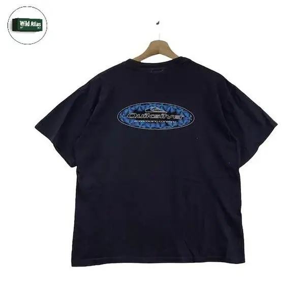 (2 side) Vintage 90s QUIKSILVER USA Surfwear Surf Blue T-Shirt by Wild Atlas Apparel, Unisex Casual Graphic Tee for Summer, USA-Made & Printed Apparel	
