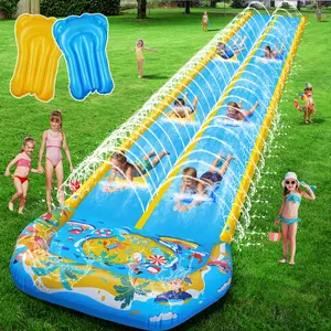 40FT Slip Double Water Slides with 2 Bodyboards, Extra Long Lawn Water Slides for Kids Adults Heavy Duty, Giant Outdoor Inflatable Water Slip Toys with Crash Pad for Backyard Summer Party