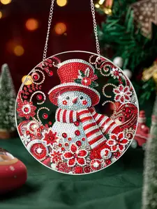 Christmas Diamond Painting Acrylic Hanging Ornament Snowman Shape Home Decor Gift