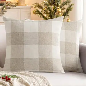 1pc Classic Plaid Pattern Linen Pillow Cover, Autumn Winter Cushion Case For Living Room Sofa Decoration