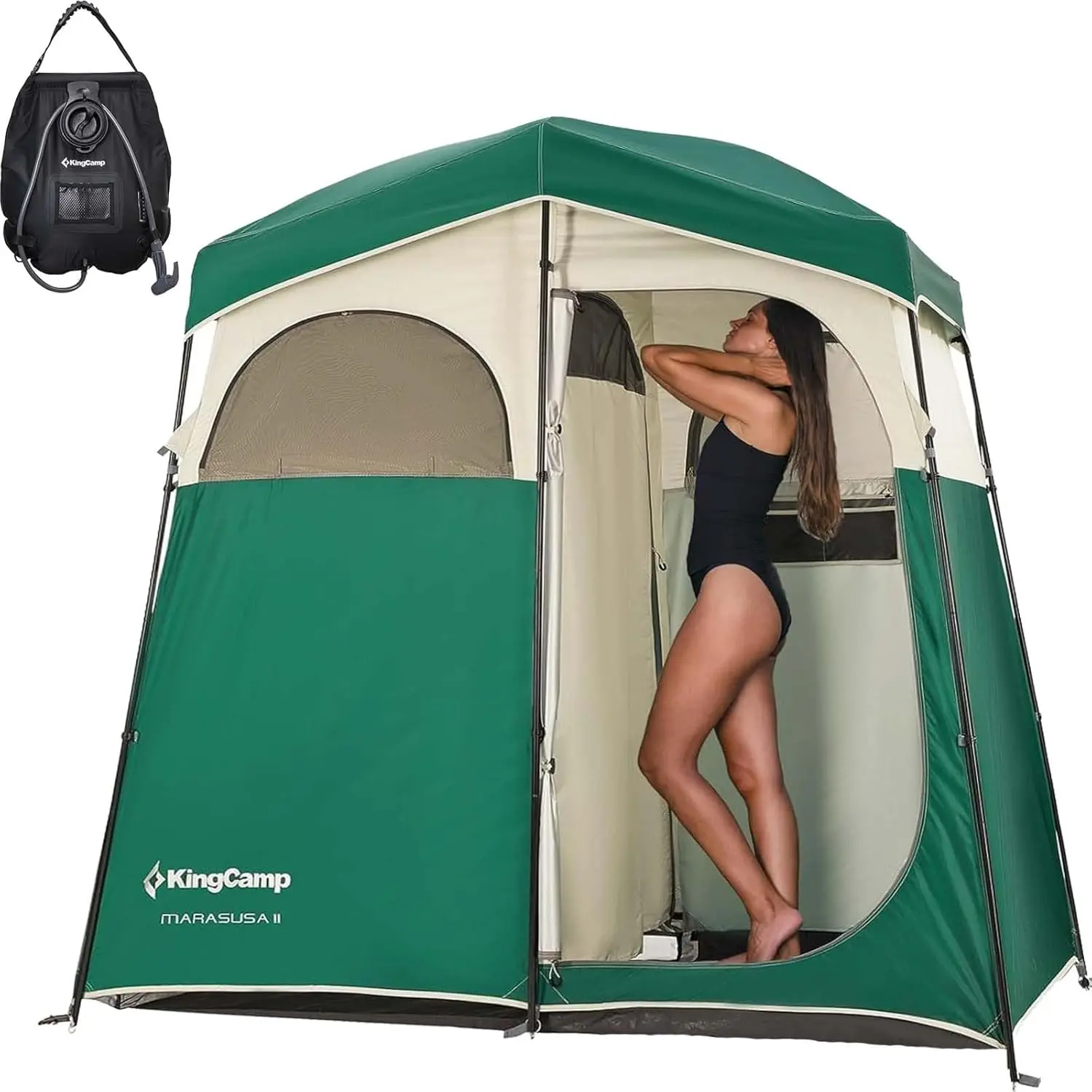 KingCamp Portable Shower Tent for Camping, Pop Up Privacy Tent with UPF 50+ Sun Protection, Outdoor Changing Room Toilet Tent with Hooks & Mesh Ventilation, Camping Essentials BackToSchool