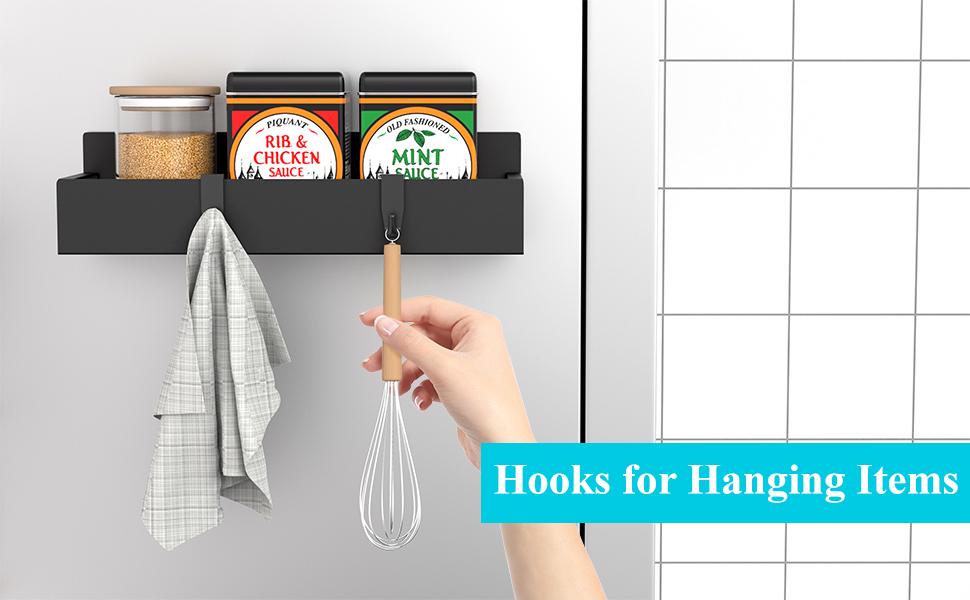 Magnetic Spice Storage Rack Organizer for Refrigerator and Oven, Black Fridge Organizers and Storage, 2 Pack