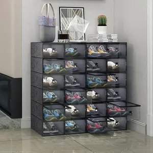 2026 10/20 piece large-capacity transparent shoe box stackable shoe rack, crown handle dustproof and antioxidant, space-saving vertical design