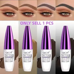 Easy Peel-Off Eyebrow Gel, Qiciy Tattoo Eyebrow Gel, Tinted Eyebrow Dye Paste, Professional Waterproof and Sweatproof, Volumizing Brow Gel, 10 G