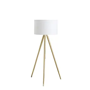 YYDS 64" - 47"H Adjustable Height Brass/Shiny Gold Modern Tripod Floor Lamp for Living Room, Standing Lamp for Bedroom