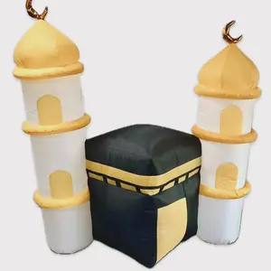 Kaaba inflatable outdoor decoration for Ramadan with 3 banners. Ramadan Mubarak, Eid Mubarak and Days until Eid