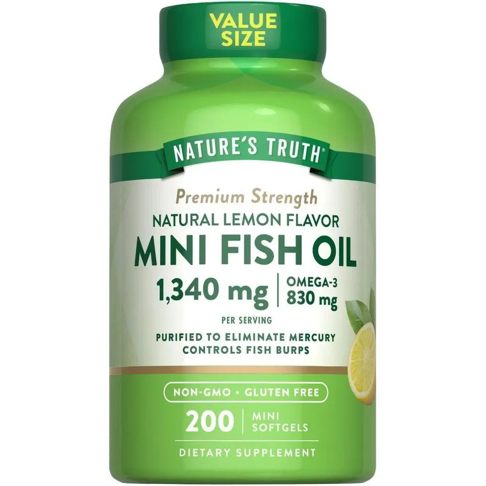 Nature's Truth Omega 3 Fish Oil 1300 mg - Lemon Flavor - 200 Mini Softgels