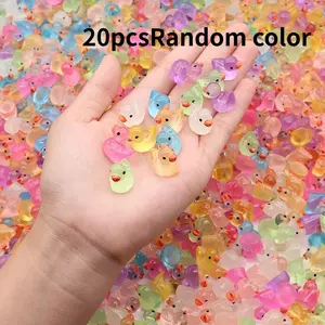 20pcs Glowing Mini Resin Ducks, Cute Decorative Figurines Ornaments, Perfect for Home and Office Decoration, Fun and Adorable Accessories