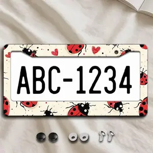 Cute Ladybug License Plate Frame – Girly Car Accessories, Universal US Standard Tag Frame