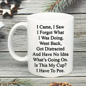 1pc Funny Novelty Coffee Mug with Humorous Quote - Ceramic Leak-Proof BPA-Free Reusable Cup, Hand Wash Only, Perfect Gift for Valentine's Day, Christmas, Birthdays & Holidays, Coffee Bar Accessories
