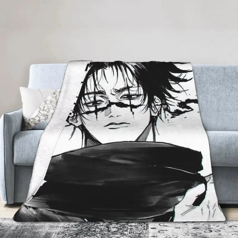Jujutsu Kaisen Choso Manga Panel Flannel Cozy - 50x60in Buttery Soft Comfy Thick Warm Black White Ink Couch Throw, Ideal Gift Anime Manga Fans, Japanese Character Art Linen, Soft Comfy