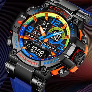 【DealsForYouDays】Men's Colorful Punk Style Quartz Watch, Jumpstart sale Multi.Functional Waterproof Dual Display Wristwatch, TrendyFashion Sport Watch, Birthday Gift with Gift Boxfashionable wristwatch multifunctional summervibes