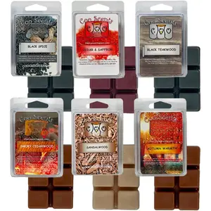 Fall Mix Wax Melts, 6 Pack -  Made - Wax Cubes for Wax Melt Warmer, Masculine Autumn Variety Pack - Smoky Cederwood, Black , Autumn Warmth, Sandalwood, Teakwood, Cedar and Saffron