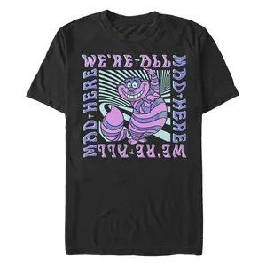 Men's Alice in Wonderland Cheshire Cat We're All Mad Here Colorful T-Shirt