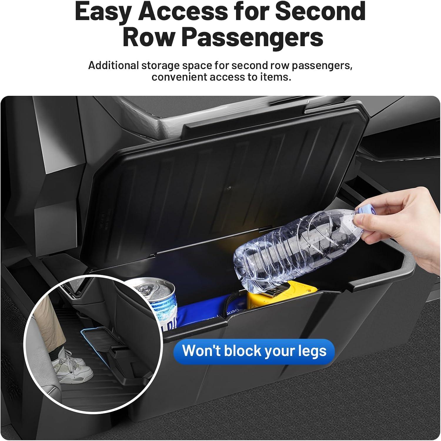 KUST Rear Floor Storage Box for 2024-2026 Tesla Cybertruck TPE Material Anti-Slip Lid Organizer Trash Can Easy Access Second Row Passengers KUST Rear Floor Storage Box for 2024-2026 Tesla Cybertruck TPE Material Anti-Slip Lid Organizer Trash Can Easy Access Second Row Passengers