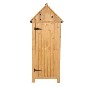 【Summervibes】UBesGoo Wooden Garden Shed - 30"x21"x70" Outdoor Storage Solution - Original Color