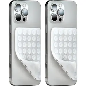 2 Pack Double-Sided  Suction Cup Phone Case Mount, Sticky Grip Phone Holder with  Suction,  Secure Hands-Free Phone Accessory Holder for Selfies and Videos (Transparent)