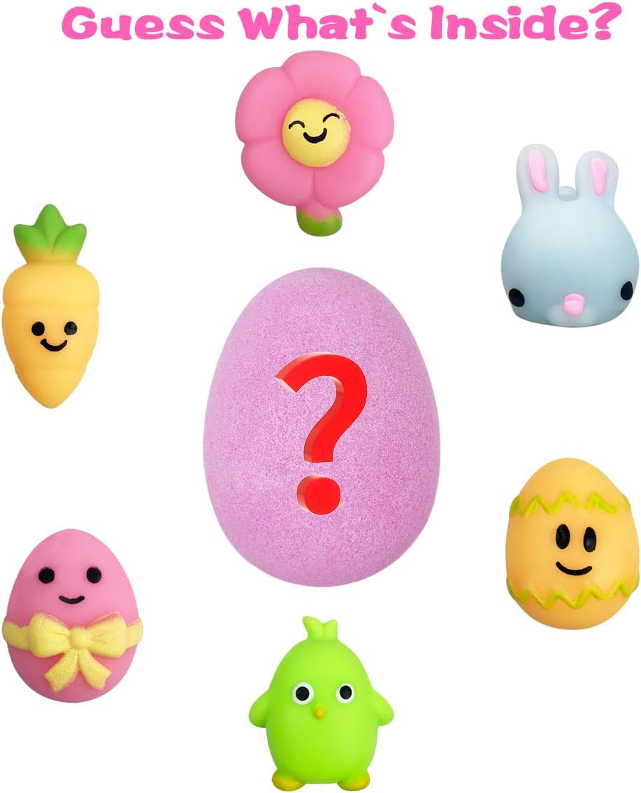 6 Pack Easter Bath Bombs with Squishy Toys Inside, Easter Basket Stuffers, Easter Gifts for Kids Boys Girls, Fun Bath Toys, Kids Party Favors & Egg Hunt 6 Pack Easter Bath Bombs with Squishy Toys Inside, Easter Basket Stuffers, Easter Gifts for Kids Boys Girls, Fun Bath Toys, Kids Party Favors & Egg Hunt