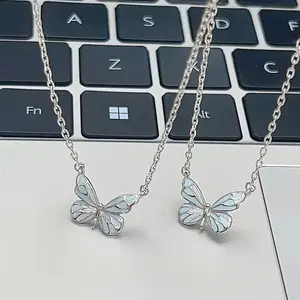 New Model Butterfly Light Necklace Blue Dynamic & Fluorescent Luminous Pendant High-End Luxury Polarized Light Collar Chain