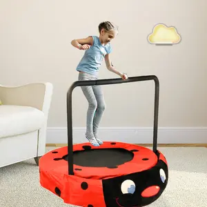 Assembled children's trampoline happy expression outdoor and indoor dual-use ladybug black and red foldable iron tube for kids age 3 - 7 body  sock toddler trampoline indoor Wholesale Outdoor Trampoline