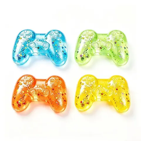KIDGENIUS Unisex Glitter Gaming Video Game Controller Squishy Toy - 1 Pack Slow Rise Soft Gel Fidget, Calming Stress Relief Aid, Back to School Hand Massager