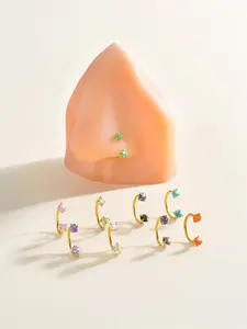 Horseshoe-shaped Rhinestone nose ring, with an internal spiral setting and gemstone, unisex piercing jewelry, body piercing jewelry, suitable for everyday wear.