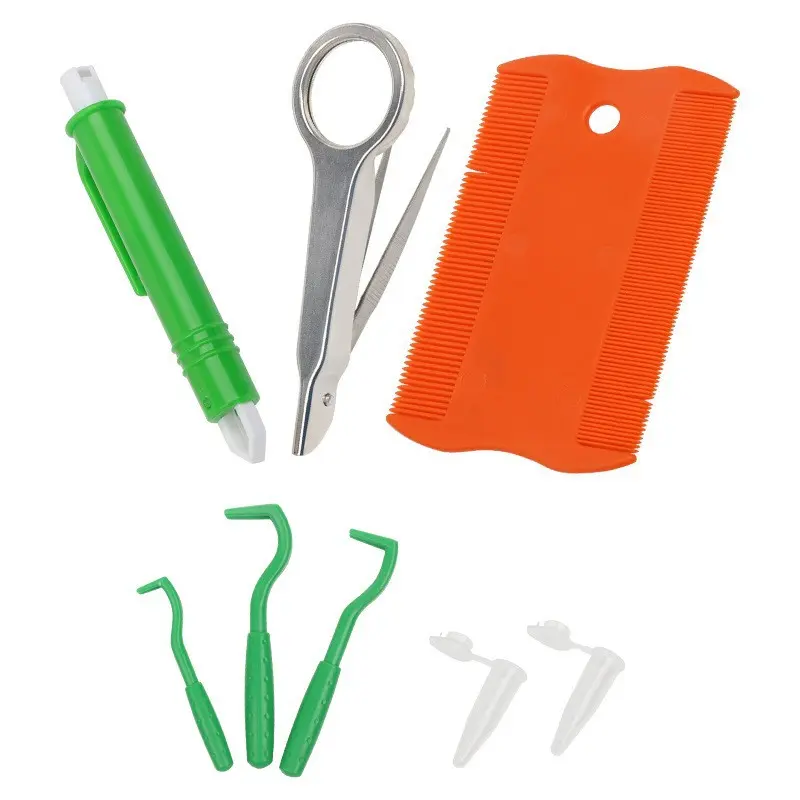 Tick Remover Tool Kit for Dogs, Cats & Humans - 4-Pack Plastic Tick Puller Set with Tweezers - Safe & Pain-Free Tick Removal for Pets & People