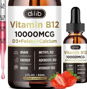 Vitamin B12 Liquid Drops Sublingual 10000 mcg, Triple B-12 Complex Supplement, Methyl & Methylcobalamin Blend for Women & Men, Mood & Energy Booster, Methylated B 12 for Metabolism & Health Support
