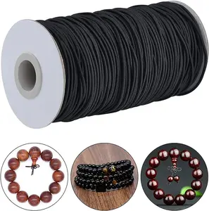 100 Yards 2 mm Elastic Cord Stretch String Elastic Beading Cord Craft Thread for Jewelry Making (Black)