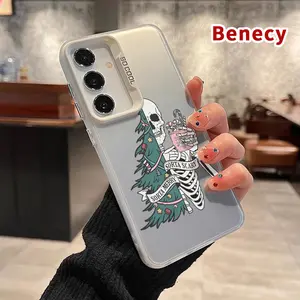 Skeletal Christmas Cheer Pattern Phone Case for Samsung Galaxy S23 Ultra S24 Plus S25 S22+ Shockproof Anti-Scratch Durable PC Back Protective Cover Cellphone Protective