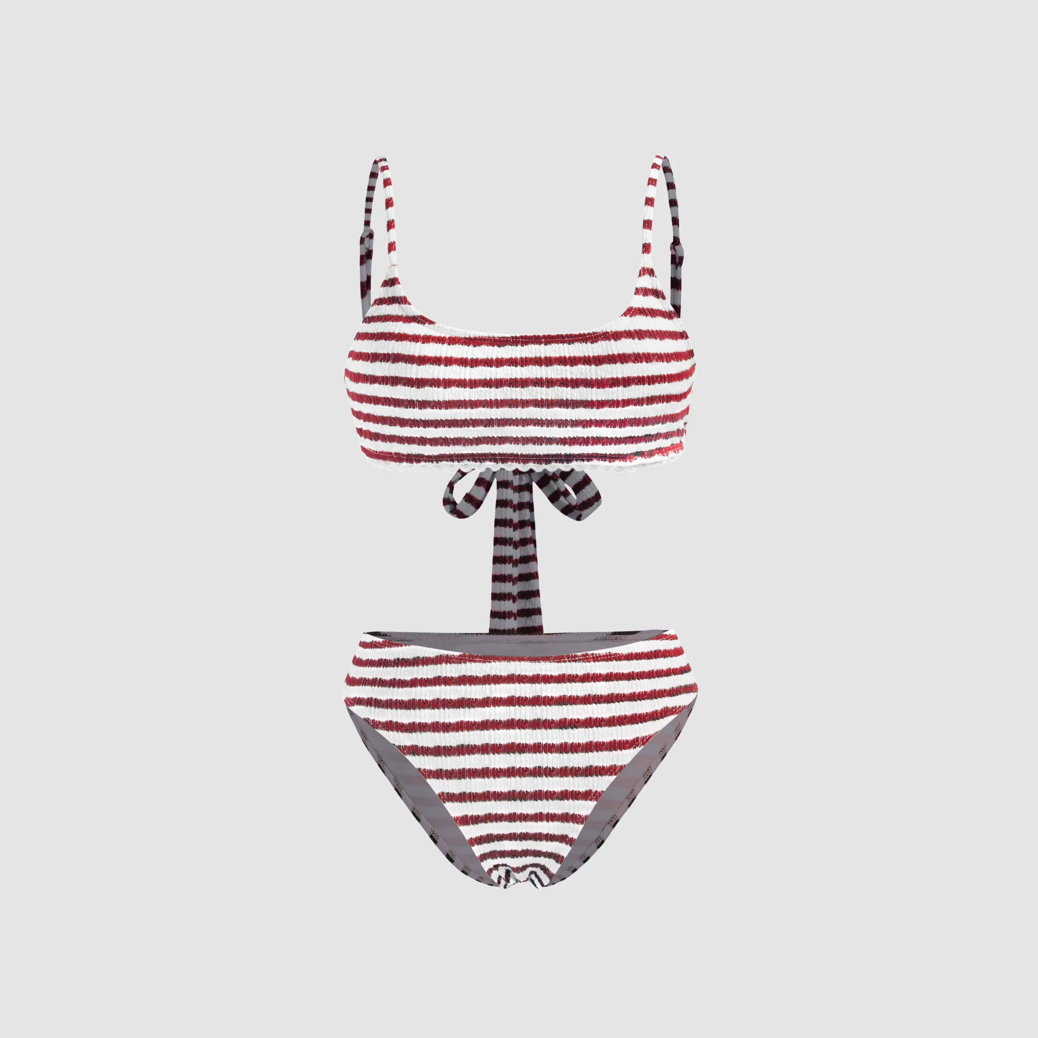 Cider Women's Striped Textured Knit 2-Piece Bikini Set with U-Neckline in a Stretchable Cotton Blend, Elastane, Size 0-26, 0Xl - 12/14, 2Xl - 20/22, Xxs, U-Neck Top, Casual