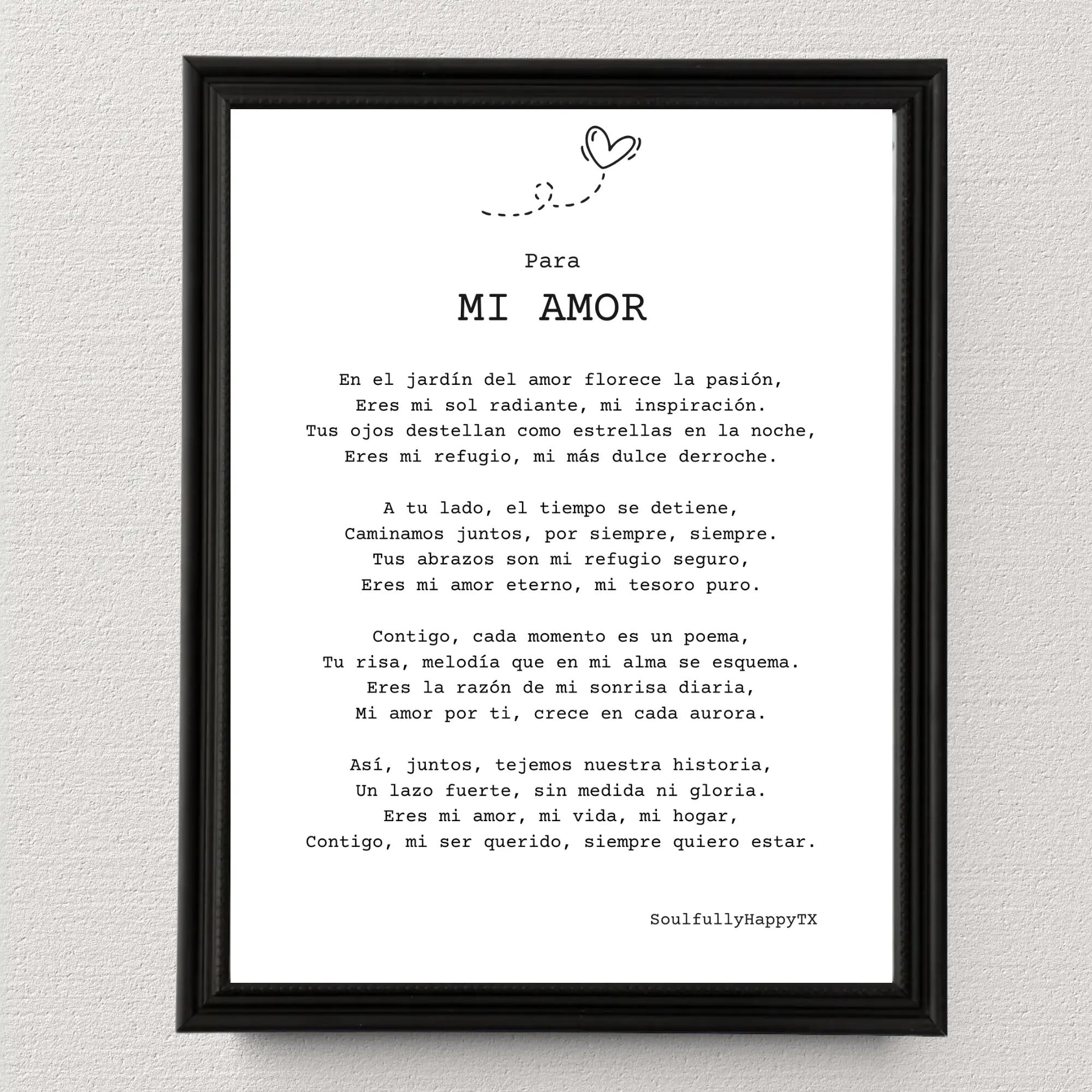 Para Mi Amor Romantic Poster Print for Room Decor