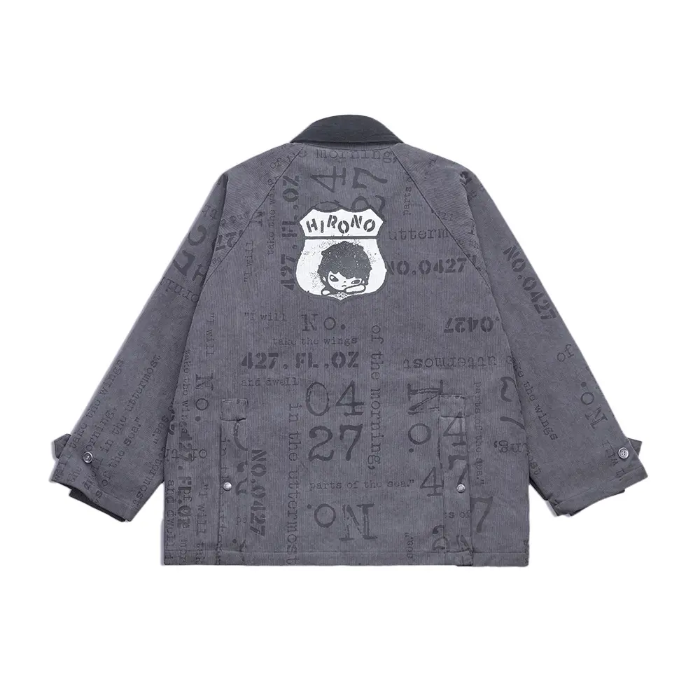 Hirono Living Wild-Highway Corduroy Cropped Jacket Dark Grey