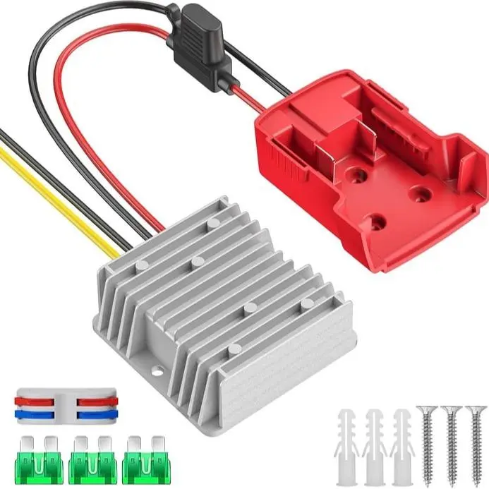 GJANSH 18V to 12V Step-Down Converter – Reliable Power,20V to 12V Step-Down Converter Compatible with Dewalt 20V Battery, DC 12V 20A 240W Voltage Reducer Regulator for Golf Cart RC Car LED Lights DIY Toys SnapFixMate,