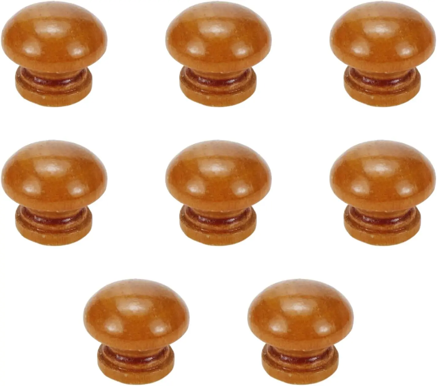 Round Mushroom Shape  Knobs Light Brown Wooden Cabinet Knobs Drawer Pulls -8pcs