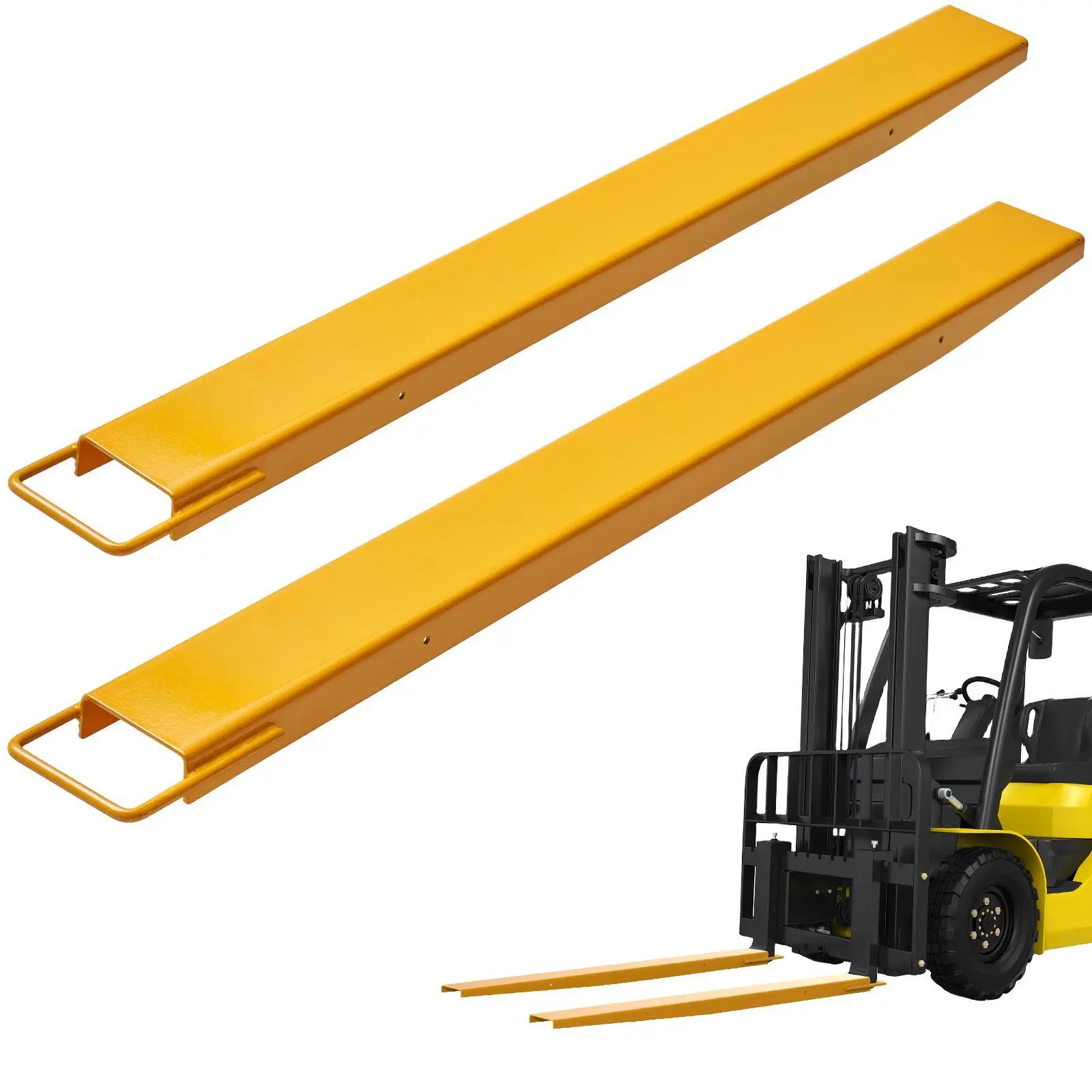 VEVOR Pallet Fork Extensions (1 Pair), 60 Inches/59.84"/1520 mm Length, 4.5" Width, Heavy Duty Carbon Steel, 4000 lbs Capacity, Tool-Less Install, Universal Fit, Industrial Forklift Farm Truck Attachments, Yellow