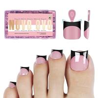 Short Moon Curve Black French Tip Berry Pink