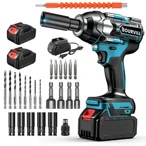 【Fathersdaygift】750N.m  Cordless impact Electric Wrenches, All-Metal Electric Wrenches with 2 * 3.0Mah, 3-IN-1 Electric impact Wrench with 5 Sleeves, High Torque 1/2 Electric Wrenches
