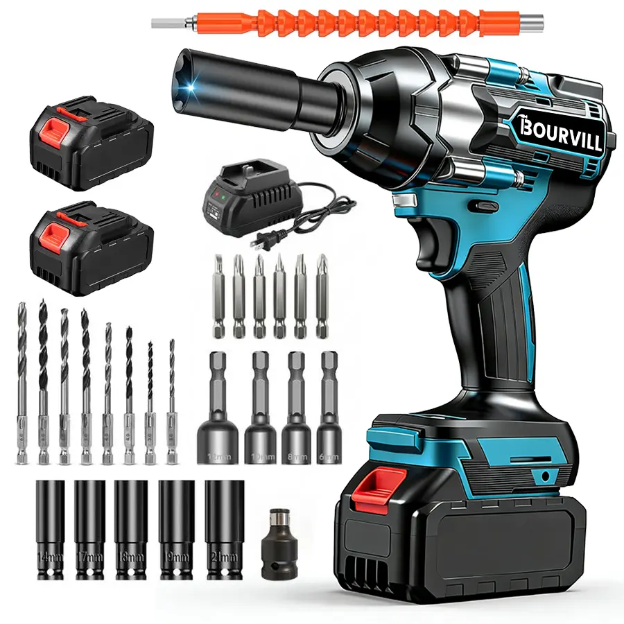 【DealsForYouDays】750N.m  Cordless impact Electric Wrenches, All-Metal Electric Wrenches with 2 * 3.0Mah, 3-IN-1 Electric impact Wrench with 5 Sleeves, High Torque 1/2 Electric Wrenches（Not suitable for modified cars）